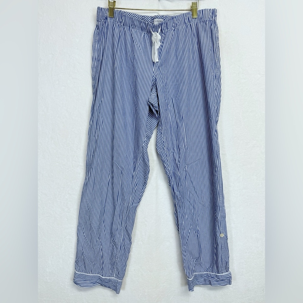 J.Crew Pajama Pants Womens Medium Blue Striped 100% Cotton Lounge Sleepwear